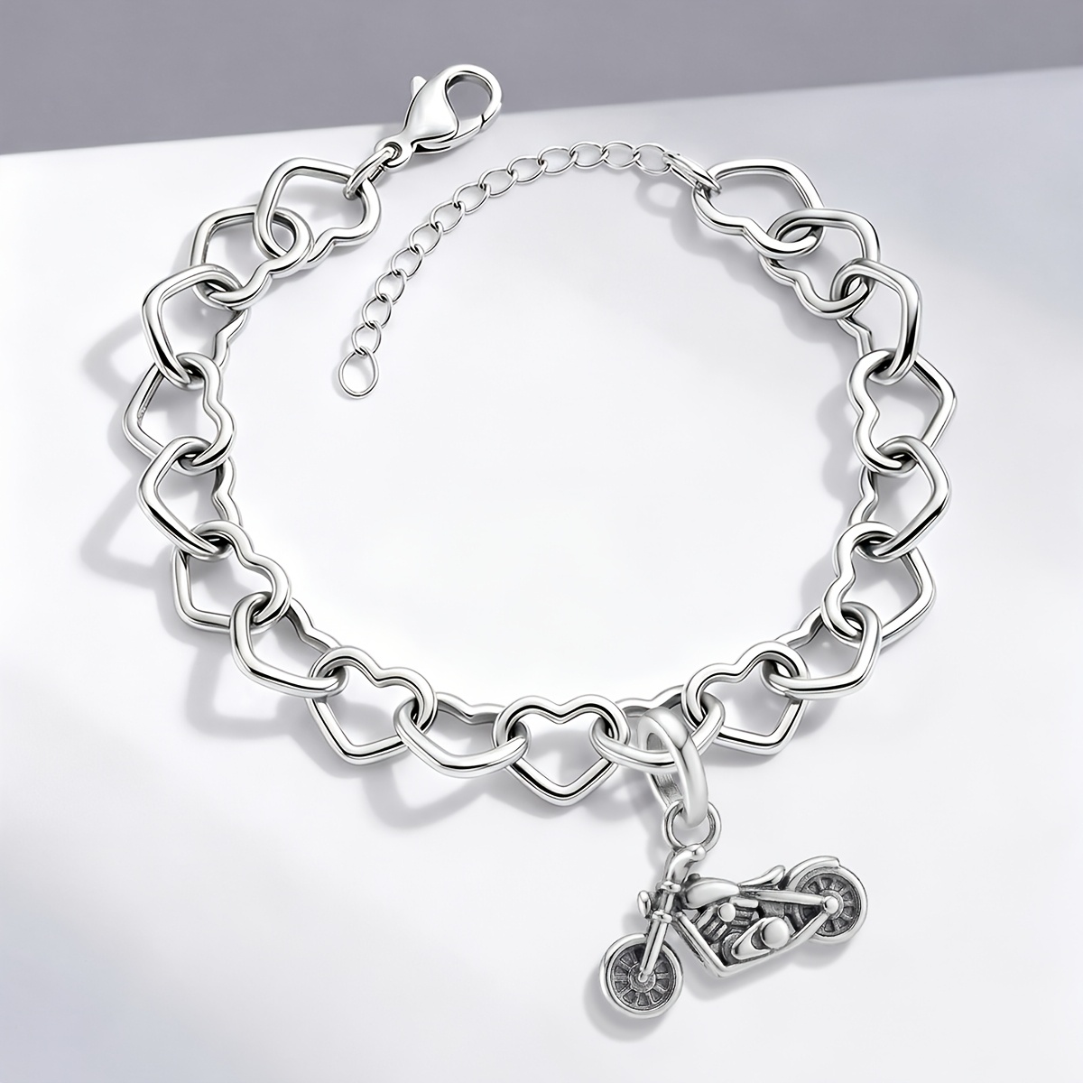 Motorcycle Vintage DIY Pendant Bracelet, 925 Silver Plated